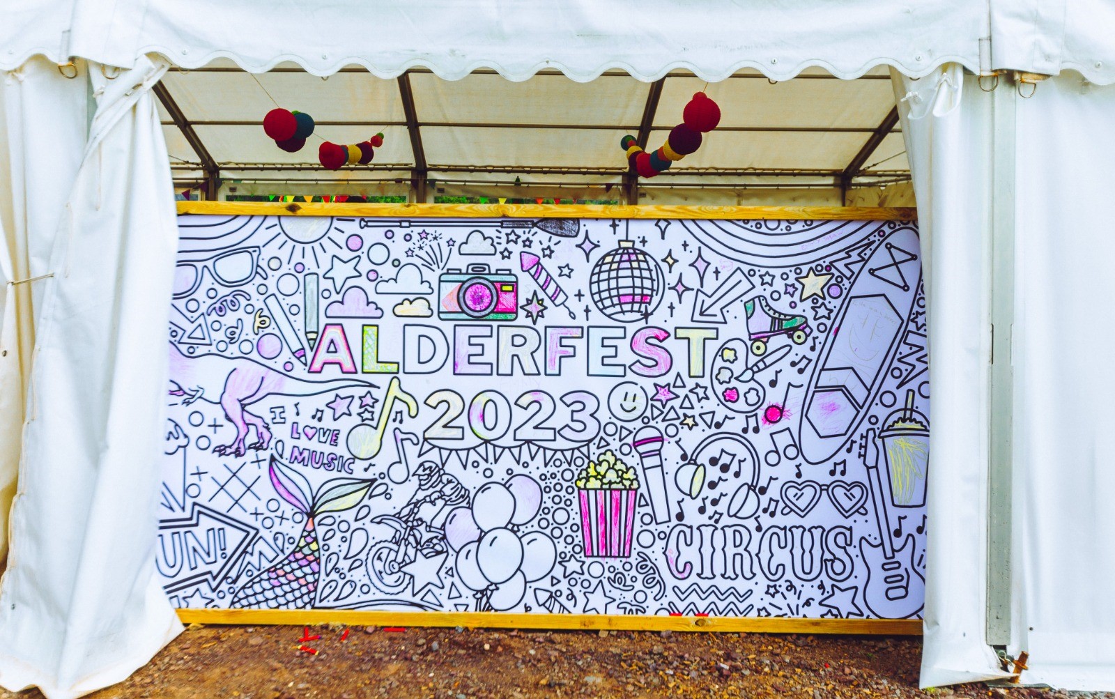 colouring board at alderfest shropshire